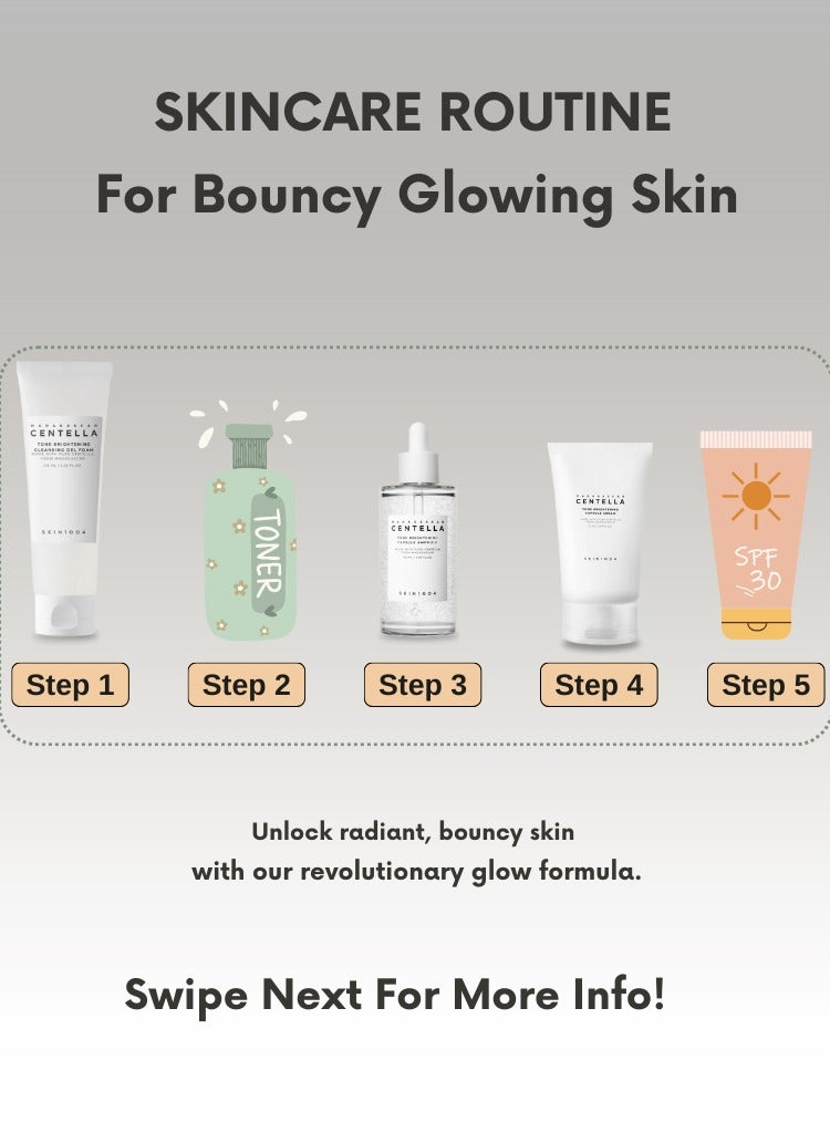 Madagascar Centella Tone Brightening Boosting Pack – Foam Cleanser 125ml, Toner 210ml & Capsule Cream 75ml Set – Hydrating & Radiance-Enhancing Skincare Trio 410ml