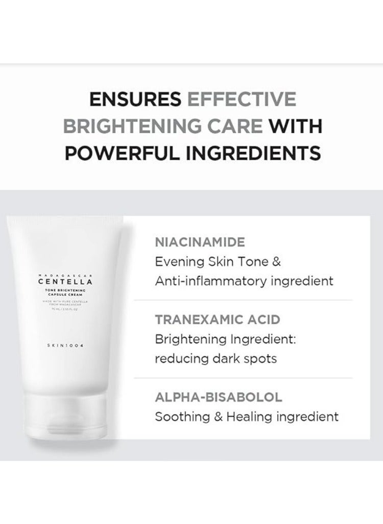 Madagascar Centella Tone Brightening Boosting Pack – Foam Cleanser 125ml, Toner 210ml & Capsule Cream 75ml Set – Hydrating & Radiance-Enhancing Skincare Trio 410ml