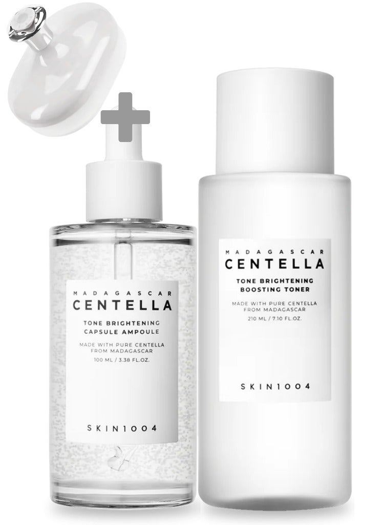 Madagascar Centella Skincare Set – Brightening Toner 210ml & Capsule Ampoule 100ml And Scrubber 310ml