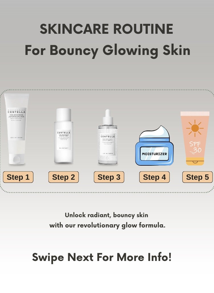 Madagascar Centella Tone Brightening Boosting Pack – Foam Cleanser 125ml, Toner 210ml & Capsule Ampoule 100ml Set – Hydrating & Radiance-Enhancing Skincare Trio 435ml