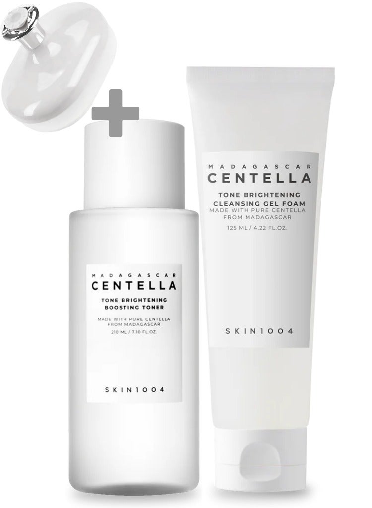 Madagascar Centella Skincare Set – Brightening Foam Cleanser 125ml & Hydrating Toner 210ml And  Face Scrubber 335ml