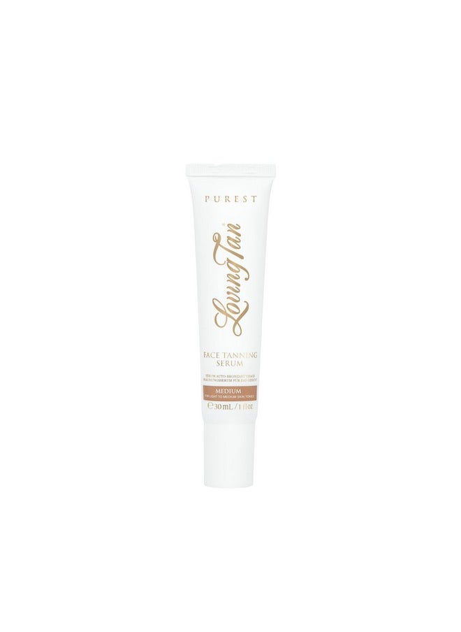 Loving Tan Purest Face Tanning Serum, Medium - Sunless Tanner Made From 97% Certified Organic & Naturally Derived Ingredients, 5+ Self Tanner Applications, Cruelty Free, Vegan - 1 Fl Oz
