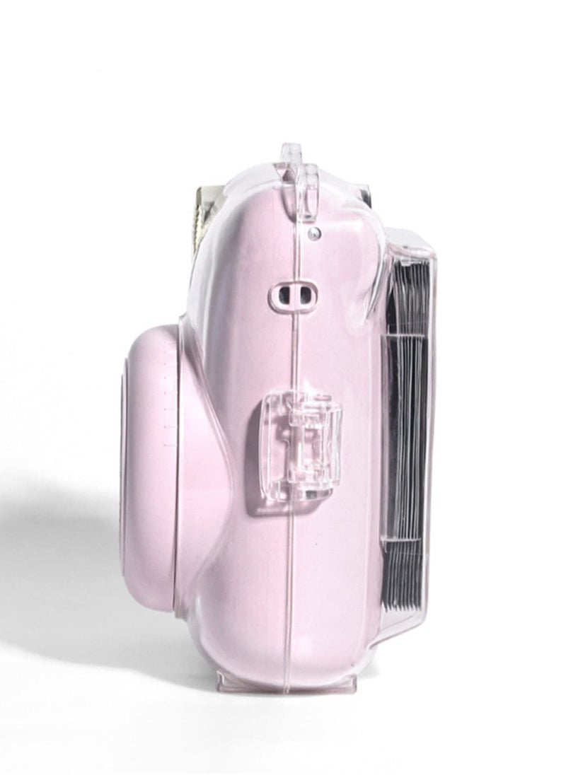 Clear Case for Fuji Instax Mini 12 /Polaroid Mini 12, Case for Fujifilm Instax Mini 12 Instant Camera with Back Photos Pocket, Shoulder Strap and Beautiful Sticker