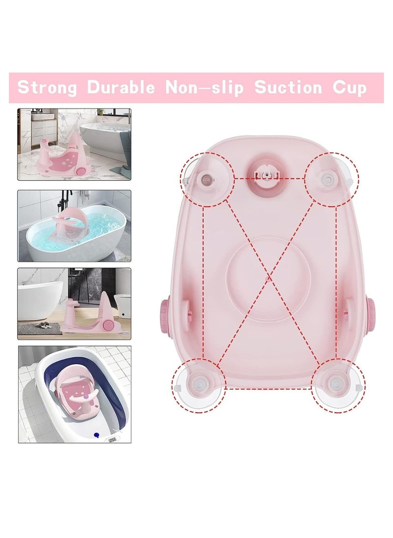 Baby Bath Seat with Safety Guardrail – 3 Fun Toys, 4 Suction Cups, Compact & Portable Bath Chair – Ideal for Bathtub or Bathroom