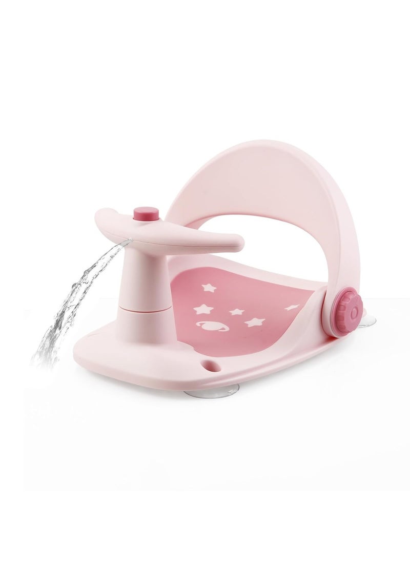 Baby Bath Seat with Safety Guardrail – 3 Fun Toys, 4 Suction Cups, Compact & Portable Bath Chair – Ideal for Bathtub or Bathroom