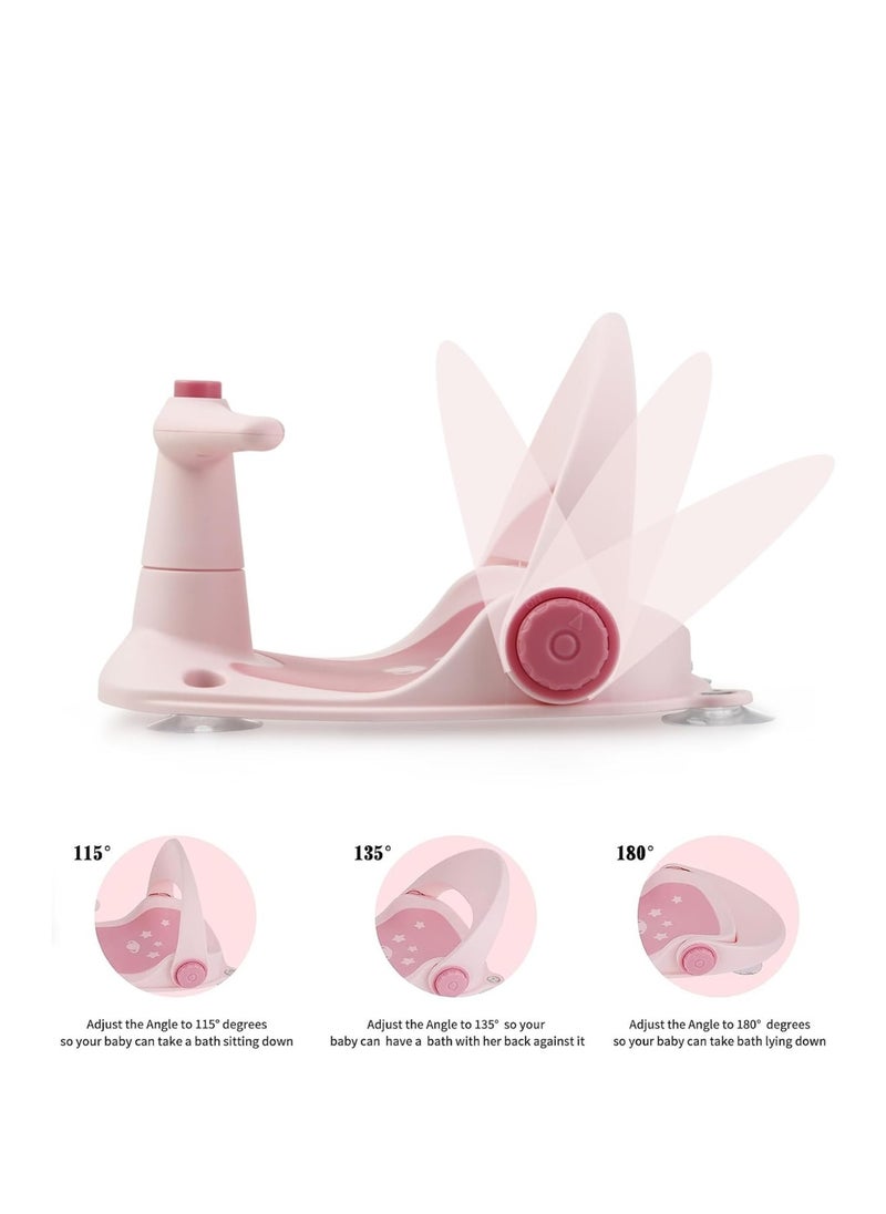 Baby Bath Seat with Safety Guardrail – 3 Fun Toys, 4 Suction Cups, Compact & Portable Bath Chair – Ideal for Bathtub or Bathroom