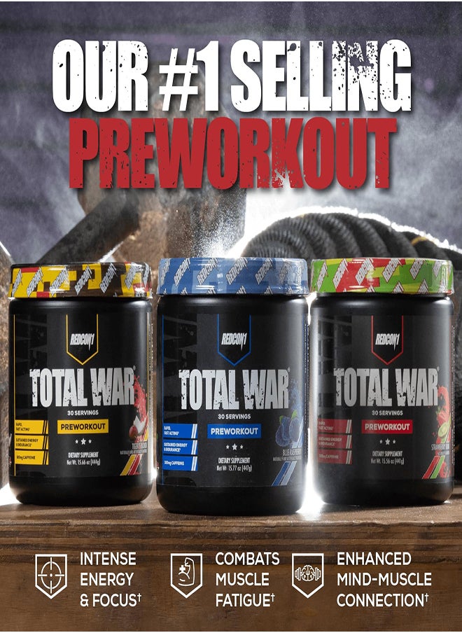 Redcon1 Total War - Pre Workout, 30 Servings (Blue Lemonade) 435 Grams