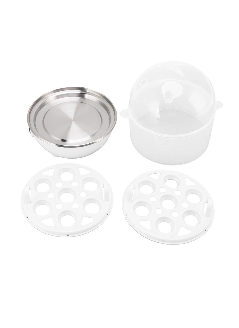 Egg Pot, 350 W, 2 Layers, Holds 14 Eggs, Electric Egg Cooker, Quick Egg Cooker, Auto Shut Off for Hard Eggs (2 Layers White)
