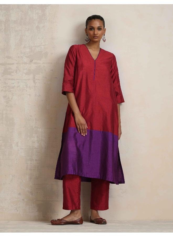 Red Silk Kurta Set