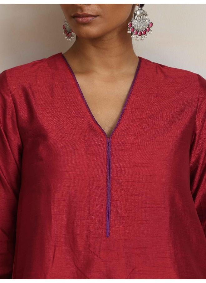 Red Silk Kurta Set