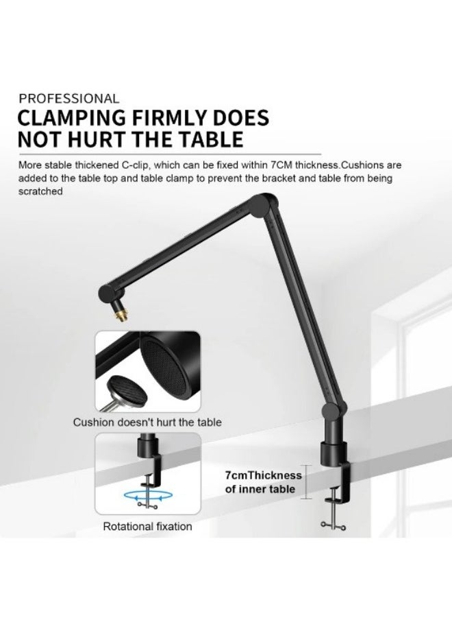 Professional Boom Arm Stand,Mic Stand for Game streaming and Broadcasting/Sturdy Stainless Steel Mic Stand
