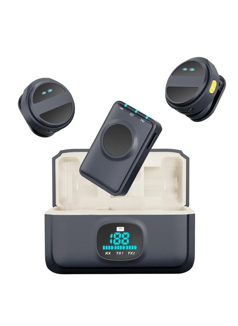 SX21-New 1 Drag 2 Lavalier Microphone – 2.4GHz Wireless Mini Microphone for Mobile Phones – Dual Mic Setup for Clear Recording – Noise Reduction & Real-Time Sync – Plug & Play, No App Needed – Perfect for Vlogs, Interviews, Podcasts & Live Streaming