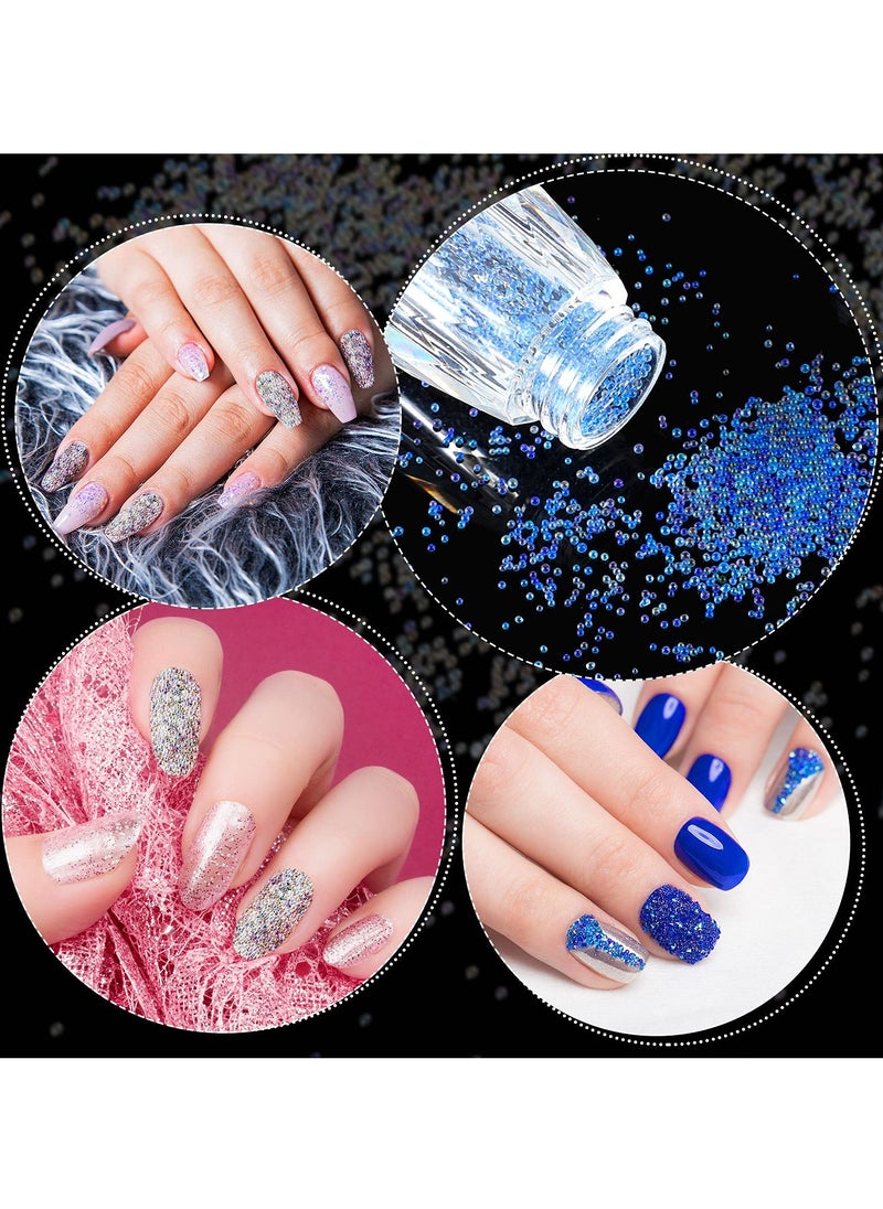 10 Bottles Caviar Beads for Nails Micro Nail Pixie Crystals Colorful Micro Caviar Strass Glass Nail Beads Multicolor Nail 3D Decorations Micro Nail Caviar Pixie Crystals for Nails DIY
