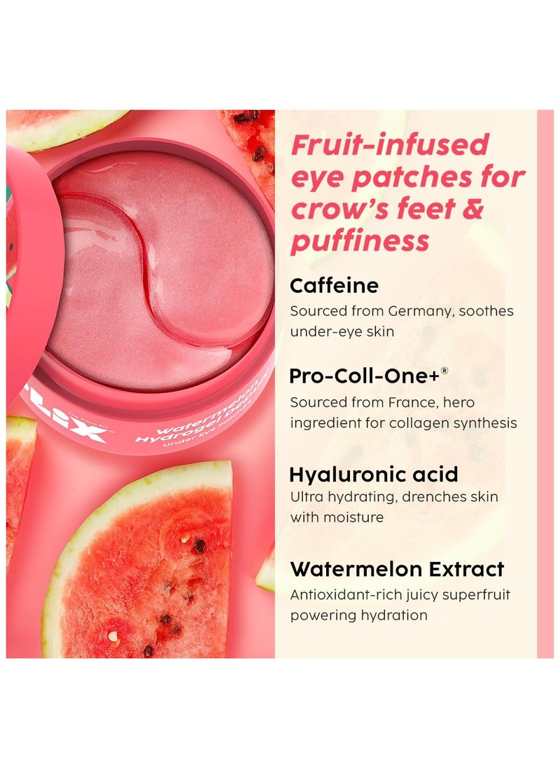 Watermelon Hydrogel Under Eye Patches for Dark Circles & Puffiness Reduction | Caffeine & Hyaluronic Acid | Eye Patches | Instantly Hydrates & Cools | 60 Patches