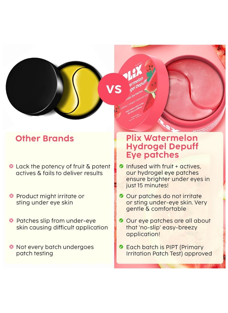 Watermelon Hydrogel Under Eye Patches for Dark Circles & Puffiness Reduction | Caffeine & Hyaluronic Acid | Eye Patches | Instantly Hydrates & Cools | 60 Patches