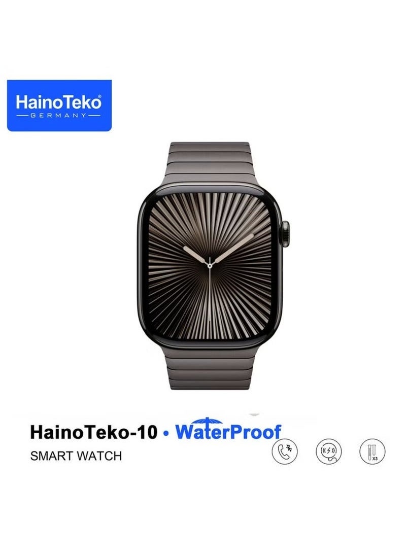 Waterproof Smart Watch with AMOLED Display, Voice Assistant, Social App Integration, and 3 Pairs of Straps – Designed for Men and Boys, Black