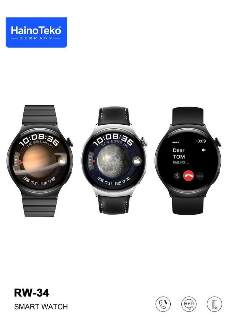 AMOLED Display Smart Watch for Men and Boys – Stylish and Durable with 3 Interchangeable Straps, Fitness Tracker, Heart Rate Monitor, Waterproof, Long Battery Life – Perfect for Daily Wear and Sports