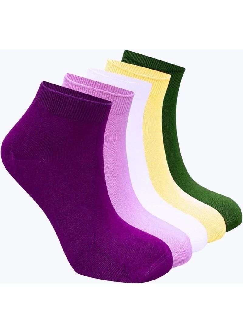 Women's Quality Bamboo Booties Socks (5 Pieces) Seamless Invisible Perfumed Short Model Socks