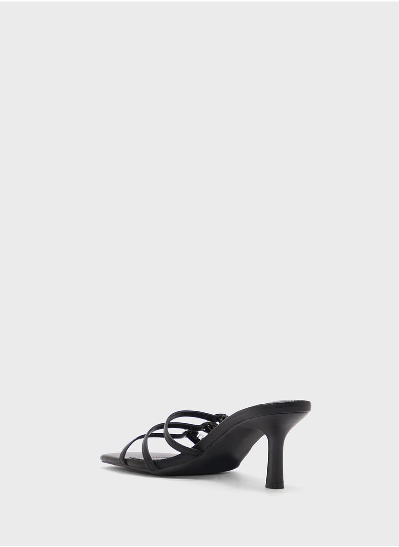 Square Toe Buckled Multi Strap Sandal