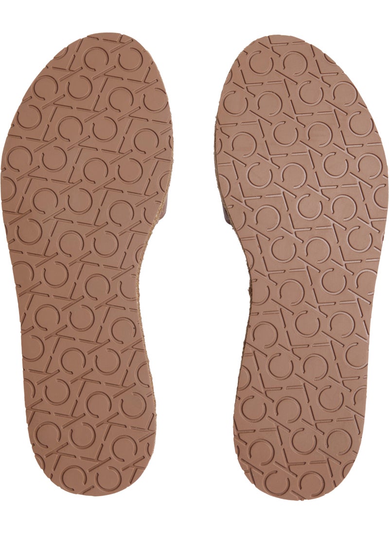 LEATHER WEDGE ROPE SANDALS