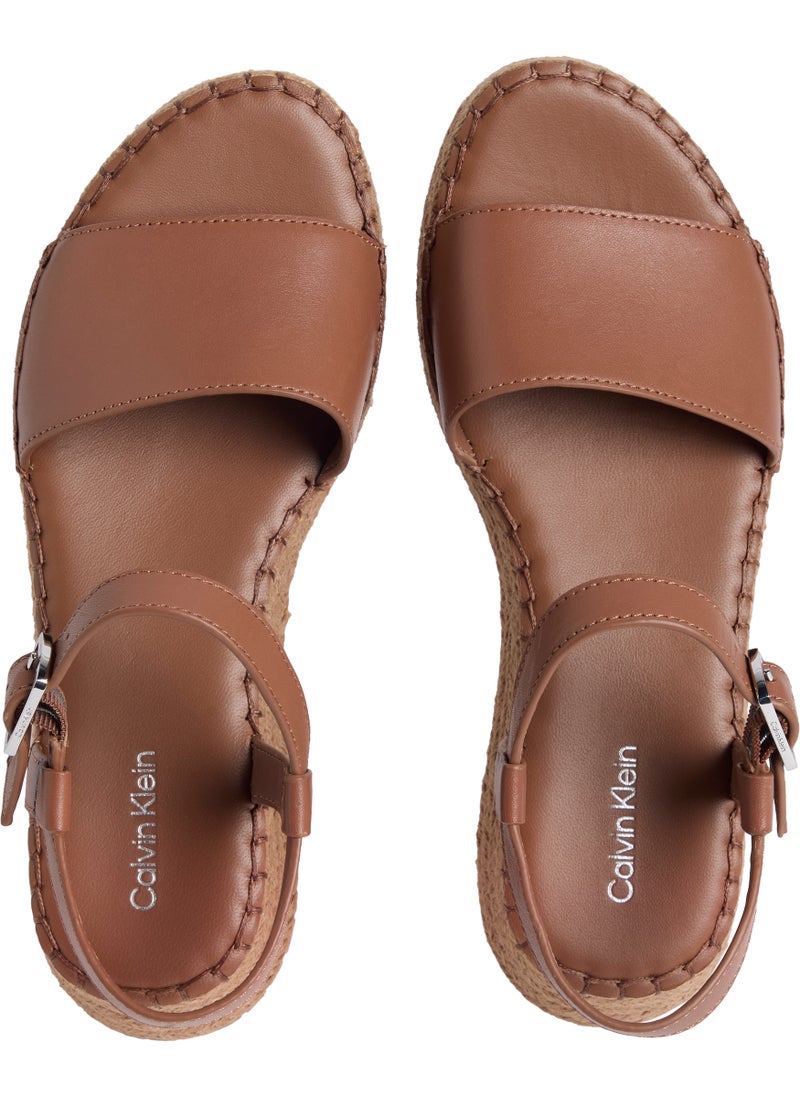 LEATHER WEDGE ROPE SANDALS