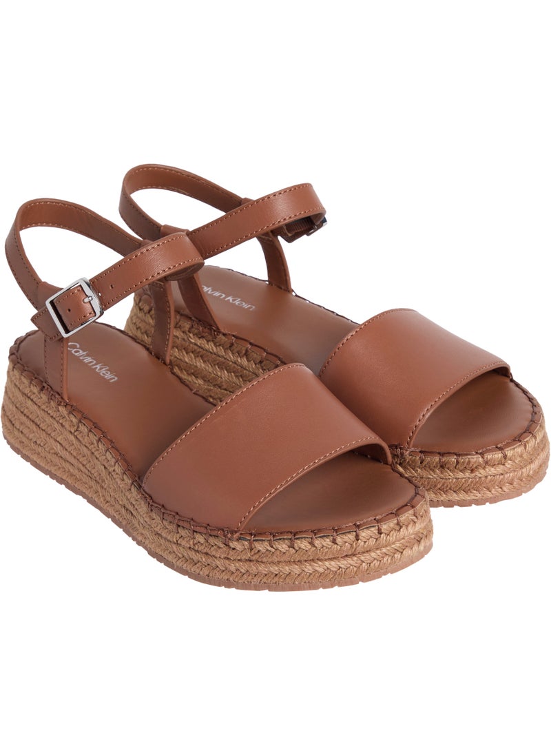 LEATHER WEDGE ROPE SANDALS