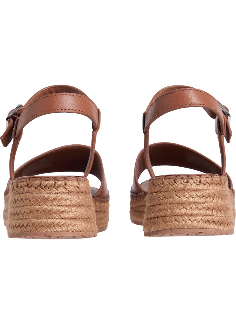 LEATHER WEDGE ROPE SANDALS