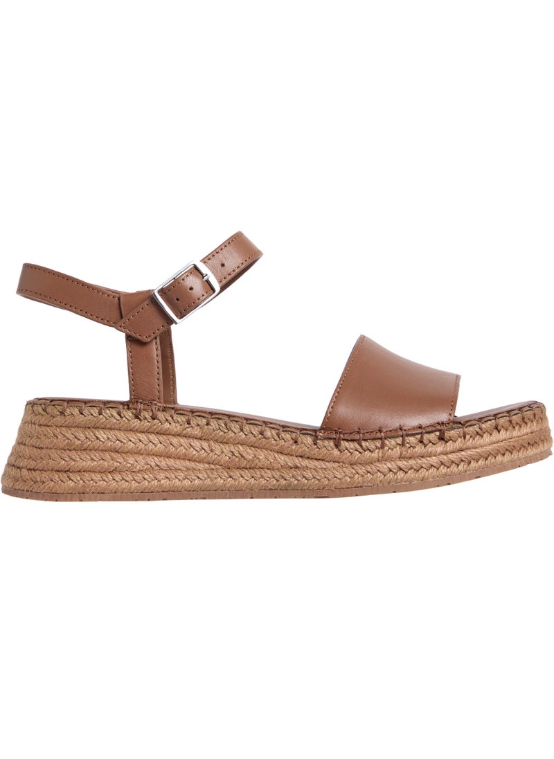 LEATHER WEDGE ROPE SANDALS