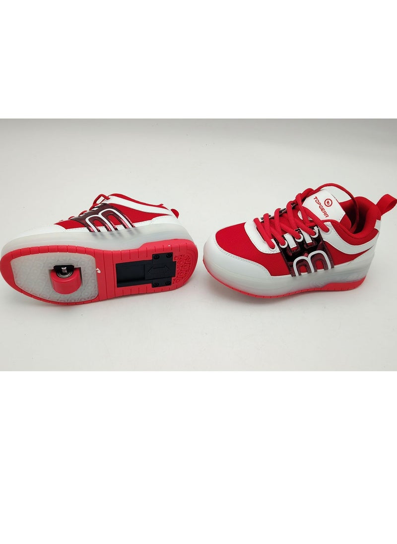 Top Gear Kids Roller Skate TG 9003 – 2-in-1 with LED Light, PVC Wheels, Rubber Sole, Canvas Material – Fun & Stylish Skating for Kids