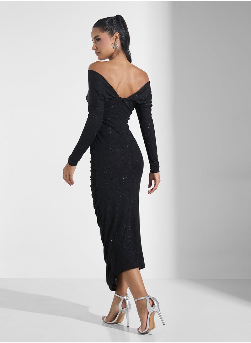 Off-Shoulder Ruched Dress