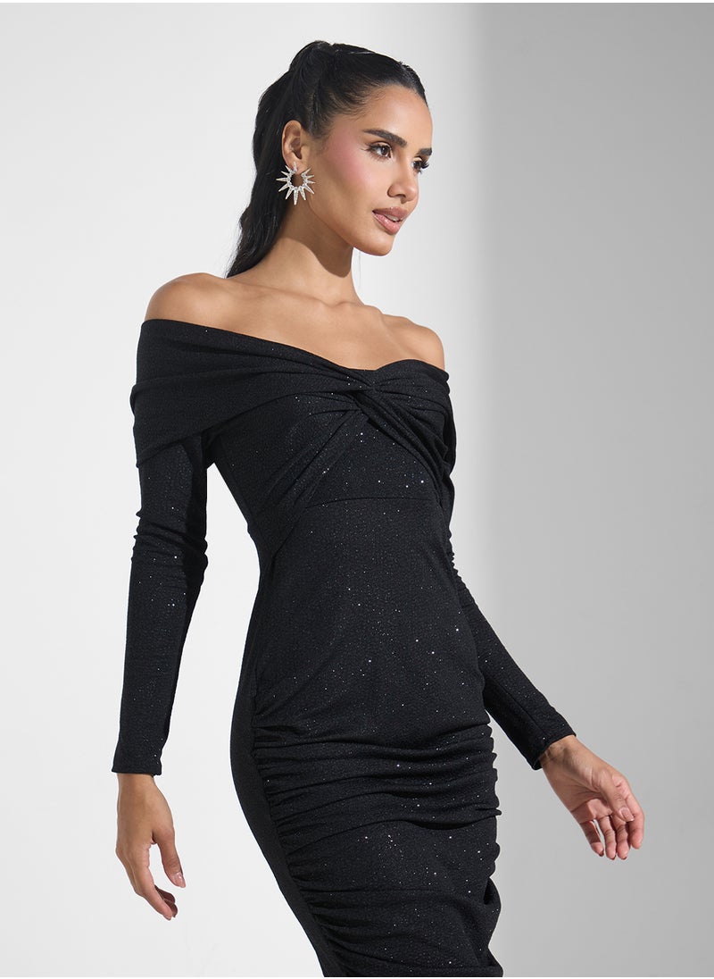 Off-Shoulder Ruched Dress