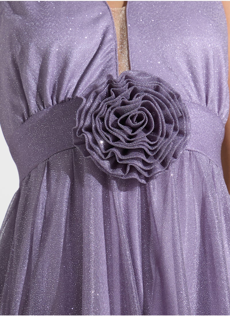 Floral Halter Gown Dress