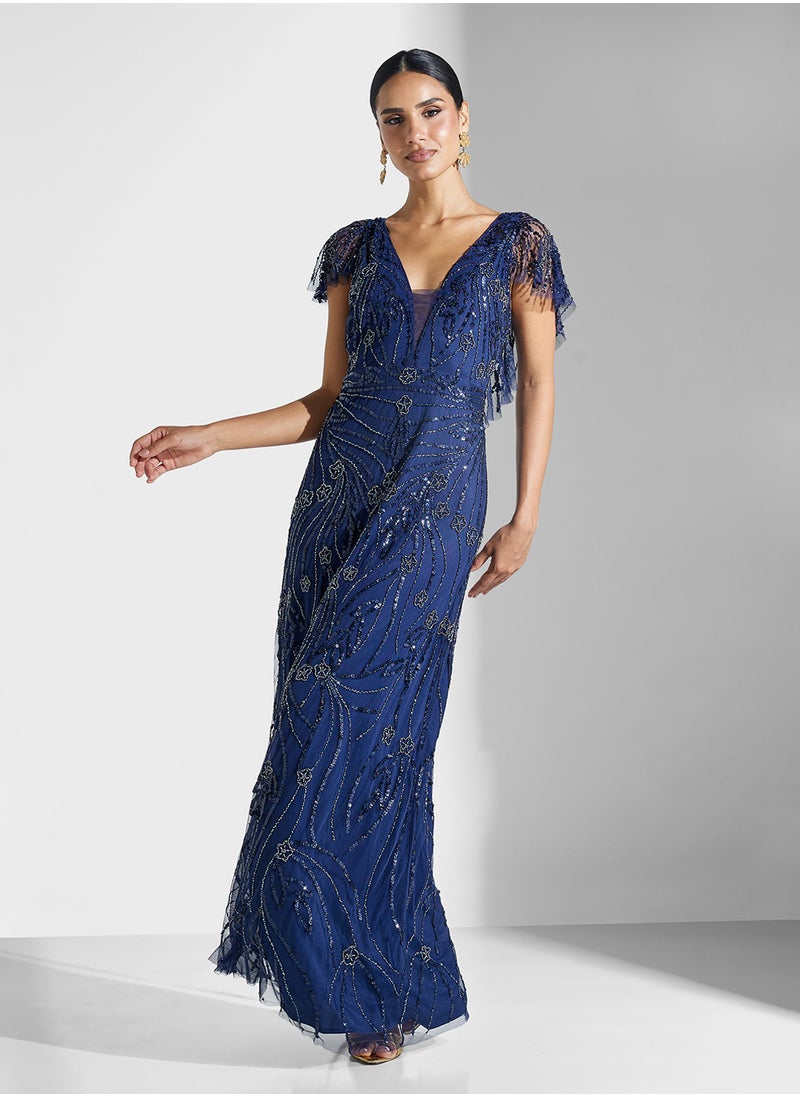 Jessica Embellished V-Neck Dress