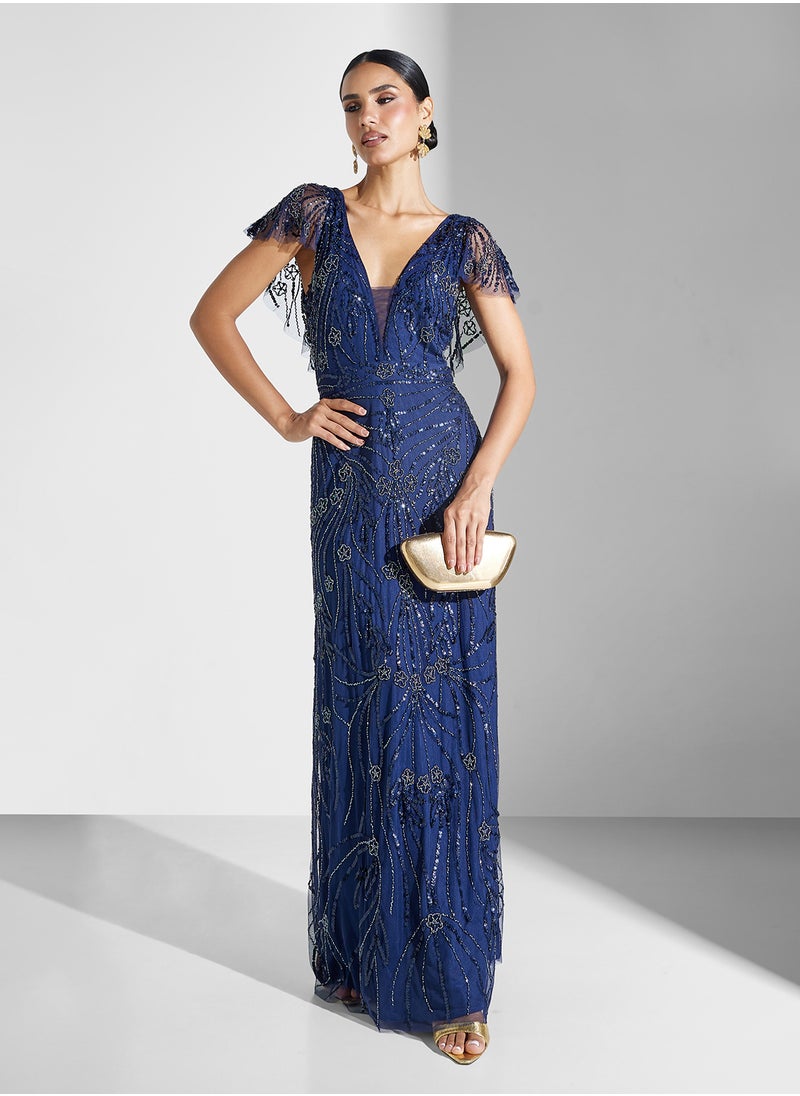 Jessica Embellished V-Neck Dress