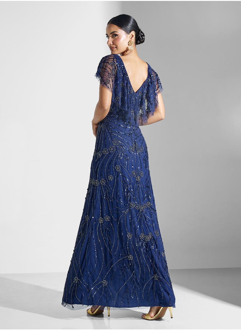 Jessica Embellished V-Neck Dress