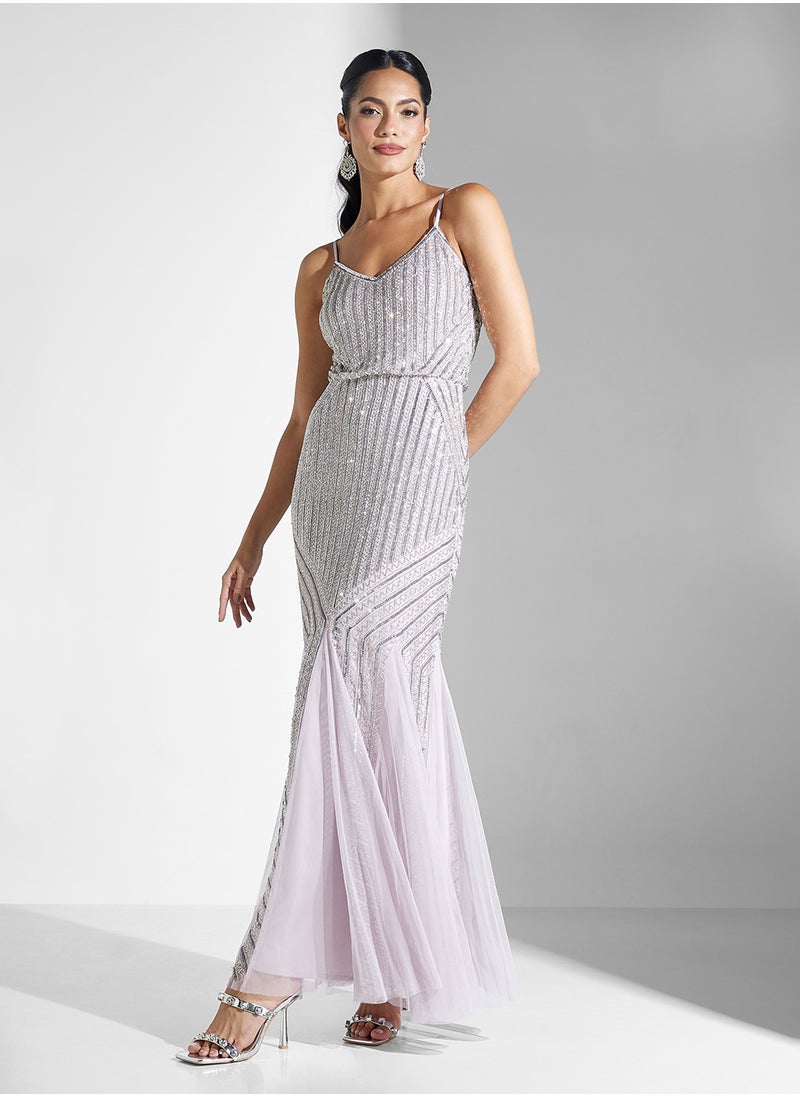 Sharon Strappy Embellished Tiered Dress