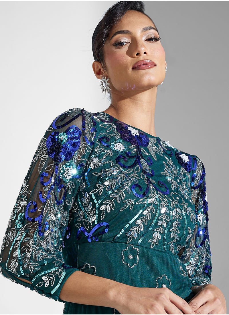 Embroidered Tiered Dress