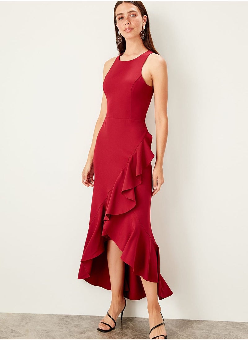 Plum Flywheel Detailed Dress