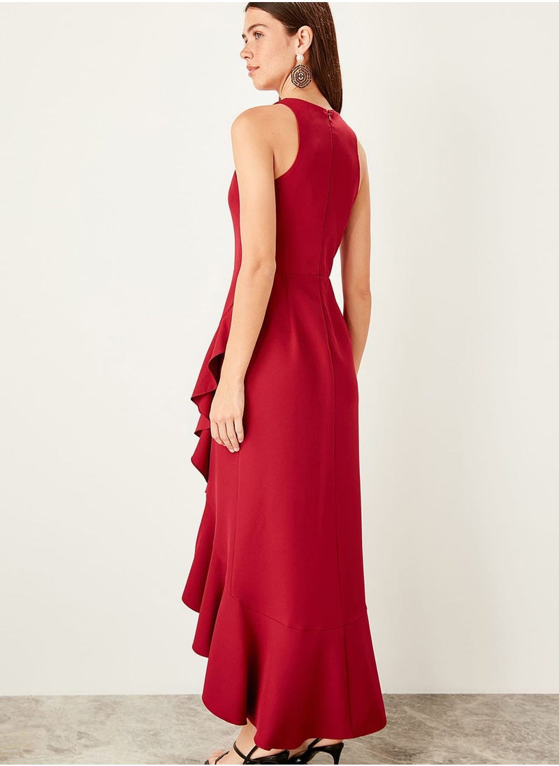 Plum Flywheel Detailed Dress