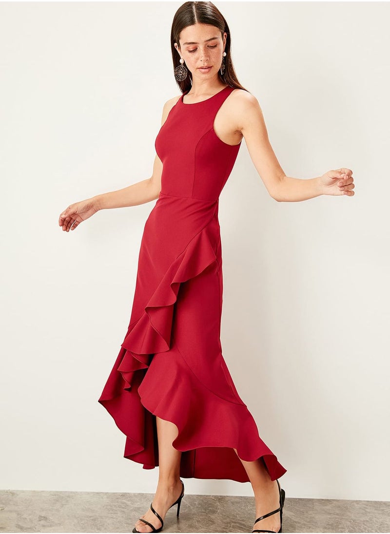 Plum Flywheel Detailed Dress