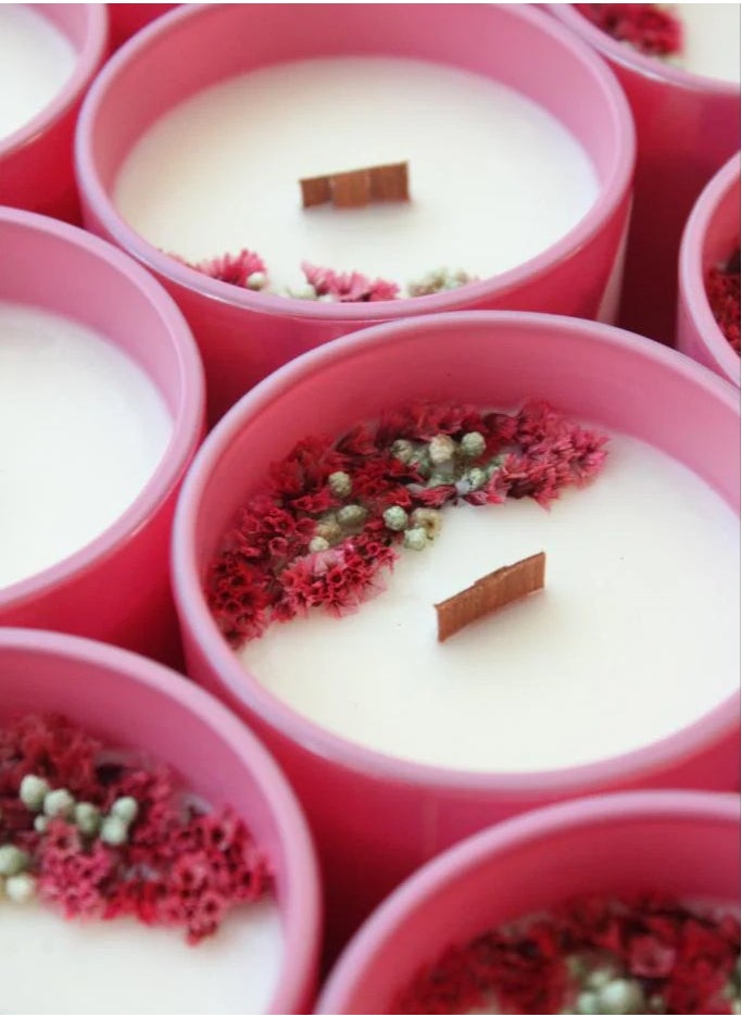 Hawaiian Pink Hibiscus Candle Jar – Tropical Floral Wax Candle