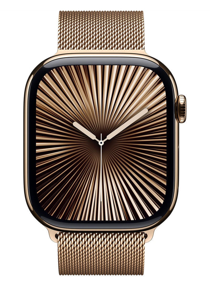 Watch Series 10 GPS + Cellular 46mm Gold Titanium Case With Gold Milanese Loop