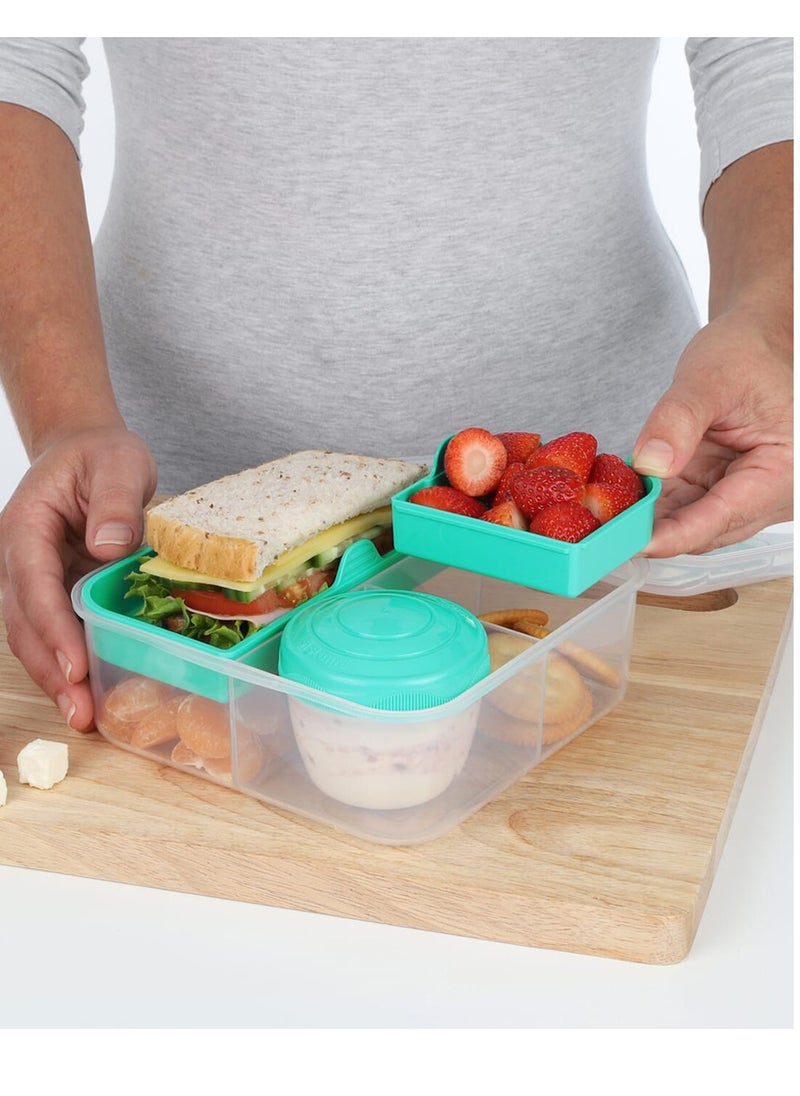 Sistema Teal Bento Box : Portable Meal Container, On-the-Go Lunch box, Meal Prep Container, Lunchbox with Compartments, Food Storage Solution- 1.25L