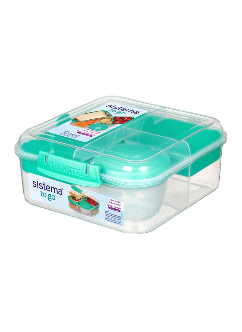 Sistema Teal Bento Box : Portable Meal Container, On-the-Go Lunch box, Meal Prep Container, Lunchbox with Compartments, Food Storage Solution- 1.25L