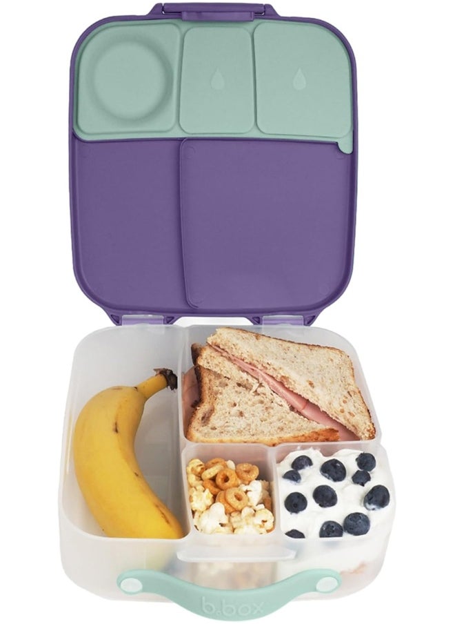 b.box Lunch Box for Kids | Bento Box | 4 Compartments (2 Leak proof), Large Size for Big Appetites | Gel Cold Pack Included | Kids 3+ years