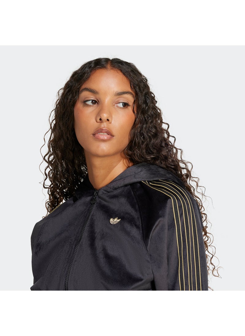 Velour Zip Hoodie Track Top