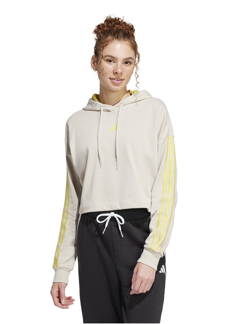 Essential 3 Stripe Print French Terry Hoodie