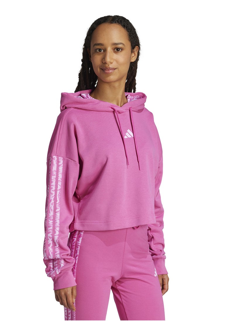 Essential 3 Stripe Print French Terry Hoodie