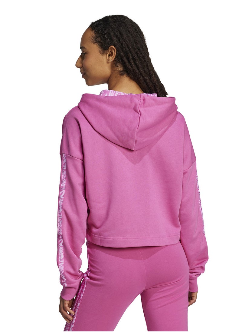 Essential 3 Stripe Print French Terry Hoodie