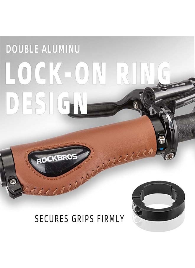 ROCKBROS Bike Handle Grips Ergonomics Design Soft Gel Dual Lock on Bicycle Handlebar Grips for Mountain MTB MBX Bike Electric Scooter